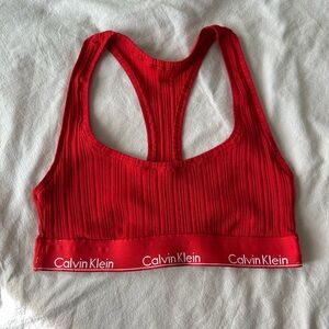 Calvin Klein Vibrant Red Ribbed Sports Bra